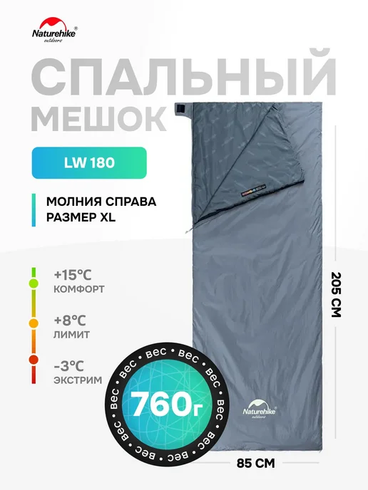 Спальный мешок туристический одноместный LW180, 205?85 см